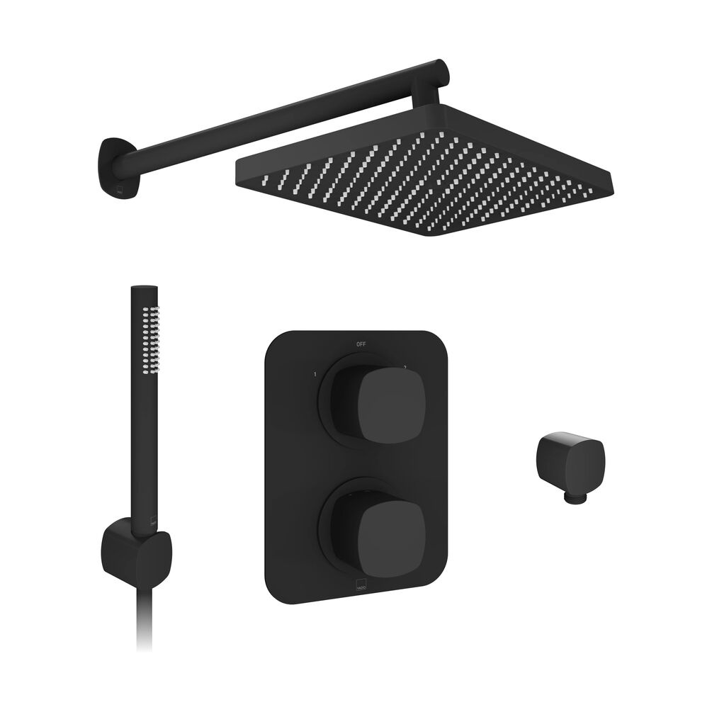 Cutout image of Vado Cameo Matt Black Dual Outlet Shower Pack